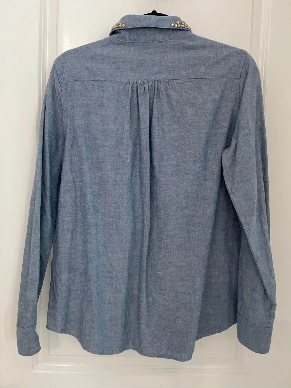 Kate Spade Xander Jewel Collar Chambray Shirt Popover Preppy Luxury. Sk13